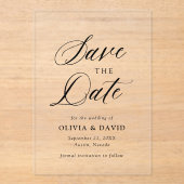 Minimalistische Schwarz-Weiß-Hochzeit speichert da Acryleinladungen (Vorderseite)