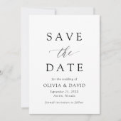 Minimalistische Schwarz-Weiß-Hochzeit speichert da Einladung (Vorderseite)