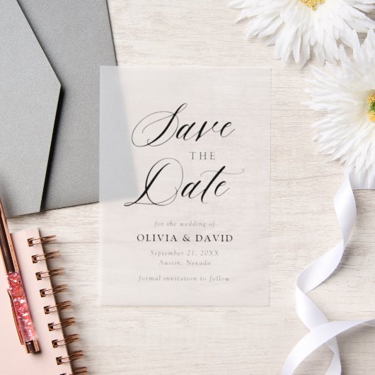 Minimalistische Schwarz-Weiß-Hochzeit speichert da Pergament Einladungen (Hochzeit)