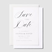 Minimalistische Schwarz-Weiß-Hochzeit speichert da Pergament Einladungen (Versetzt)