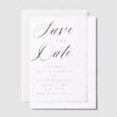 Minimalistische Schwarz-Weiß-Hochzeit speichert da Pergament Einladungen (Versetzt)