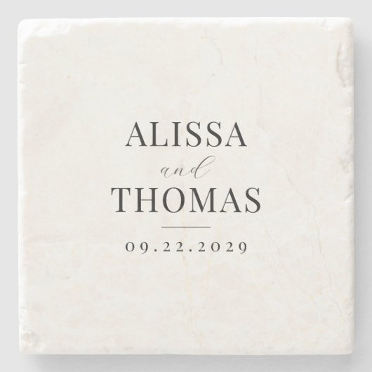 Minimalistische Schwarz-Weiß-Hochzeit Steinuntersetzer (Vorderseite)