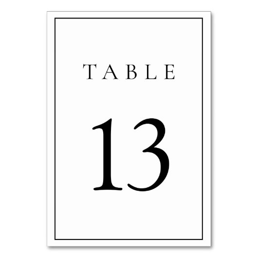 Minimalistische Schwarz-Weiß-Hochzeit Tischnummer (Rückseite)