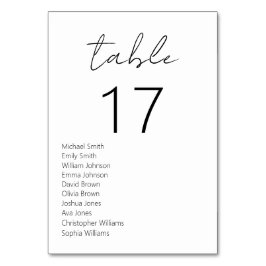 Minimalistische Schwarz-Weiß-Hochzeit Tischnummer