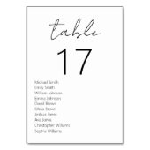 Minimalistische Schwarz-Weiß-Hochzeit Tischnummer (Rückseite)