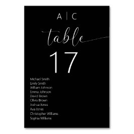 Minimalistische Schwarz-Weiß-Hochzeit Tischnummer
