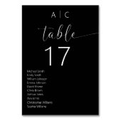 Minimalistische Schwarz-Weiß-Hochzeit Tischnummer (Rückseite)