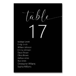 Minimalistische Schwarz-Weiß-Hochzeit Tischnummer
