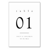 Minimalistische Schwarz-Weiß-Hochzeit Tischnummer (Rückseite)