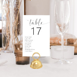 Minimalistische Schwarz-Weiß-Hochzeit Tischnummer