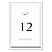 Minimalistische Schwarz-Weiß-Hochzeit Tischnummer (Rückseite)