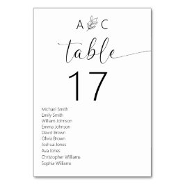Minimalistische Schwarz-Weiß-Hochzeit Tischnummer