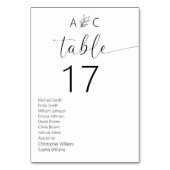 Minimalistische Schwarz-Weiß-Hochzeit Tischnummer (Rückseite)