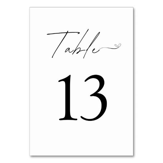 Minimalistische Schwarz-Weiß-Hochzeit Tischnummer (Rückseite)