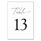 Minimalistische Schwarz-Weiß-Hochzeit Tischnummer (Vorderseite)