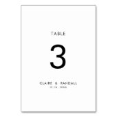 Minimalistische Schwarz-Weiß-Hochzeit-Tischnummer Tischnummer (Rückseite)