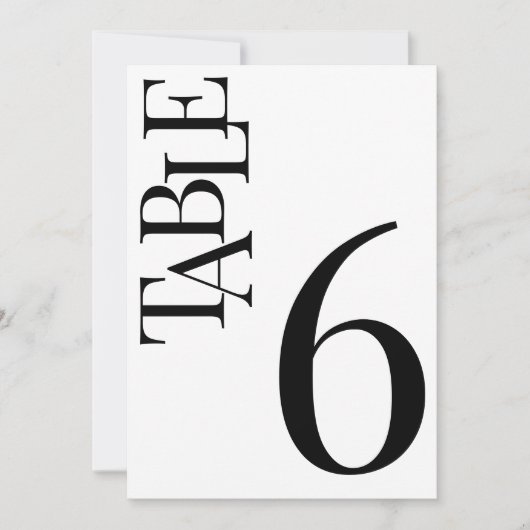 Minimalistische Schwarz-Weiß-Hochzeit-Tischnummern Einladung (Vorderseite)