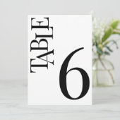 Minimalistische Schwarz-Weiß-Hochzeit-Tischnummern Einladung (Stehend Vorderseite)
