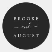 Minimalistische Schwarz-Weiß-Hochzeiten-Umschlag A Runder Aufkleber (Vorderseite)