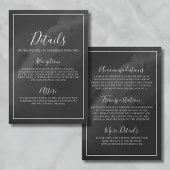 Minimalistische Schwarz-Weiß-Hochzeitsdetails Begleitkarte
