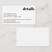Minimalistische Schwarz-Weiß-Hochzeitsdetails Begleitkarte (Vorne/Hinten)