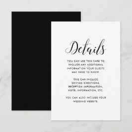 Minimalistische Schwarz-Weiß-Hochzeitsgäste Detail Begleitkarte