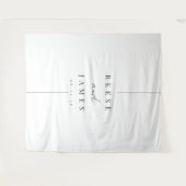 Minimalistische Schwarz-Weiß-Hochzeitsgeschichte Wandteppich (Vorderseite (Horizontal))