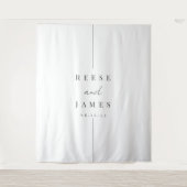 Minimalistische Schwarz-Weiß-Hochzeitsgeschichte Wandteppich (Vorderseite)