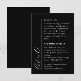 Minimalistische Schwarz-Weiß-Hochzeitsinfo Begleitkarte