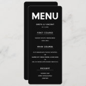 Minimalistische Schwarz-Weiß-Hochzeitskarte Menükarte (Vorne/Hinten)