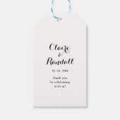 Minimalistische Schwarz-Weiß-Hochzeitsmarken Geschenkanhänger (Vorderseite)