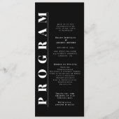Minimalistische Schwarz-Weiß-Hochzeitsprogramme Programm (Vorderseite)