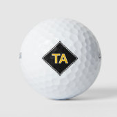 Minimalistische Schwarz-Weiß-Initialen Golfball (Vorderseite)