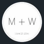 Minimalistische Schwarz-Weiß-Initialen Runder Aufkleber<br><div class="desc">Minimalistische Hochzeitsschwarz-Weiß-Initialen,  einfach klassischer Rundaufkleber mit dünner doppelter Grenze. Passen Sie Ihre Geschenke an,  personalisieren Sie sie mit Ihren individuellen Buchstaben,  Initialen,  Alphabeten,  Zahlen,  Zahlen Anpassen Sie sie mit Ihren Initialen an! Für Geburtstage,  Weihnachten,  Feiertage,  Hochzeiten</div>