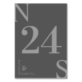 Minimalistische Schwarz-Weiß-Initialen und elegant Tischnummer (Rückseite)