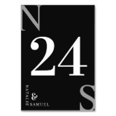 Minimalistische Schwarz-Weiß-Initialen und elegant Tischnummer (Vorderseite)