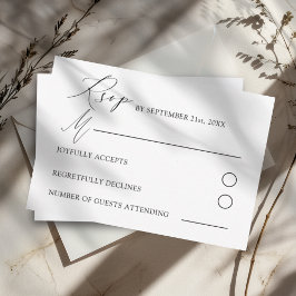 Minimalistische Schwarz-Weiß-Kalligrafie-Hochzeit RSVP Karte