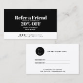 Minimalistische Schwarz-Weiß-Karte Empfehlungskarte (Vorne/Hinten)