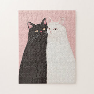 Minimalistische Schwarz-Weiß-Katze Puzzle