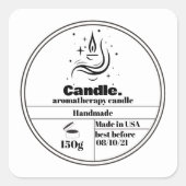 Minimalistische Schwarz-Weiß-Kerze Quadratischer Aufkleber (Vorderseite)