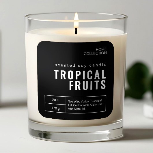 Minimalistische Schwarz-Weiß-Kerzen-Aufkleber Quadratischer Aufkleber