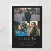 Minimalistische Schwarz-Weiß-Klasse 2024 Abschluss Einladung (Rückseite)