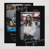 Minimalistische Schwarz-Weiß-Klasse 2024 Abschluss Einladung (Vorne/Hinten)