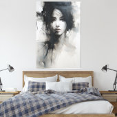 Minimalistische Schwarz-Weiß-Kunst | Ätherische Es Leinwanddruck (Insitu (Schlafzimmer))