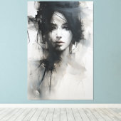 Minimalistische Schwarz-Weiß-Kunst | Ätherische Es Leinwanddruck (Insitu (Holzboden))