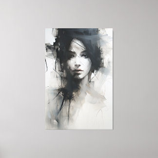 Minimalistische Schwarz-Weiß-Kunst | Ätherische Es Leinwanddruck