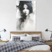 Minimalistische Schwarz-Weiß-Kunst | Ätherische Es Leinwanddruck (Insitu (Schlafzimmer))