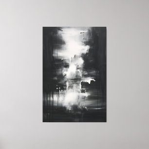 Minimalistische Schwarz-Weiß-Kunst   Mitternacht Leinwanddruck
