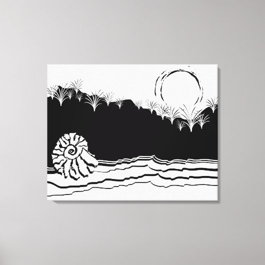 Minimalistische Schwarz-Weiß-Küste Leinwanddruck (Vorderseite)