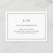 Minimalistische Schwarz-Weiß-Lash-Aftercare-Lashes Visitenkarte (Rückseite)